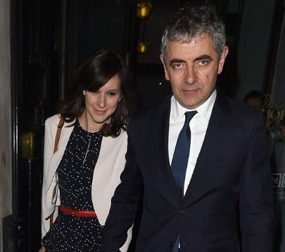 Lily Sastry father Rowan Atkinson with his girlfriend Louise Ford.